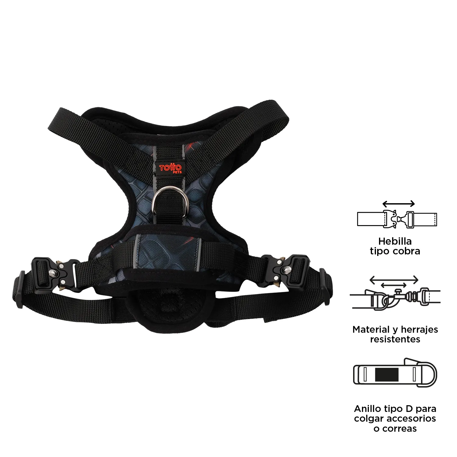 TOTTO Draco XS harness back view – هارنس توتو دراكو الصغير جدًا للكلاب